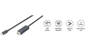 DIGITUS Adapter-/Konverterkabel, USB-C - HDMI-A, 2,0 m