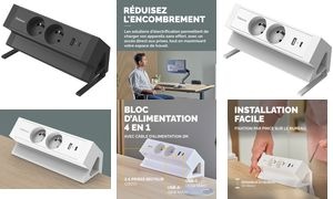 Fellowes Tisch-Steckdosenleiste Power Desk 2, Typ E, weiß