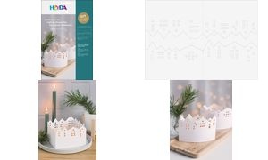 HEYDA Lichtdorf-Bastelset Leporello, Karton, weiß, 100 mm
