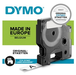 DYMO D1 Schriftbandkassette weiß/schwarz, 12 mm x 3 m