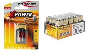 ANSMANN Alkaline Batterie "X-Power",9V E-Block, 10er Display