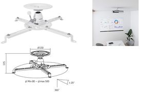 LogiLink Beamer-Deckenhalterung, Armlänge 135 mm, weiß