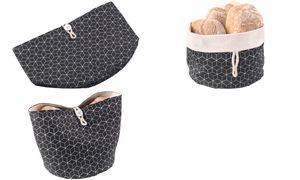 metaltex Brotkorb faltbar, Baumwolle, schwarz / beige