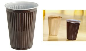 STARPAK Kunststoff-Thermobecher, 0,18 l, braun/weiß, 100er