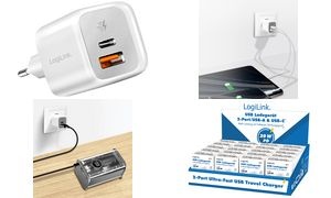 LogiLink Dual-USB-Schnelladegerät-Set, USB-C / USB-A, weiß