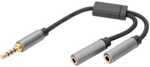 DIGITUS Audio Headset Adapter, 3,5 mm Klinke, schwarz/grau