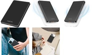 LogiLink Magnetische Powerbank, 5.000 mAh, USB-C, schwarz