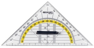 WESTCOTT Geometriedreieck, Hypotenuse: 220 mm, mit Griff