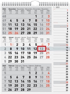 rido idé Wandkalender 3-Monatskalender Kombi Planer 3, 2025