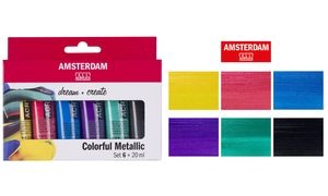 ROYAL TALENS Acrylfarbe AMSTERDAM Bunte Metallics, 6 x 20 ml