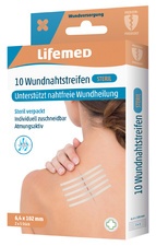 Lifemed Wundnahtstreifen steril, 6,4 x 102 mm, weiß, 10er