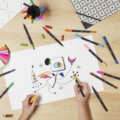 BIC Fasermaler DUAL BRUSH, 2in1, 12er Etui, farbig sortiert