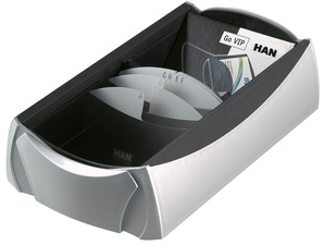 HAN Visitenkartenbox VIP, für 500 Karten, silber/schwarz