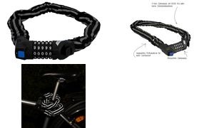FISCHER Ketten-Fahrradschloss Reflex Zahlen, Länge: 800 mm