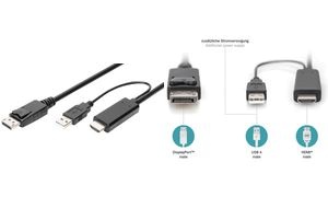 DIGITUS 4K HDMI Adapterkabel - HDMI auf DisplayPort, 2,0 m