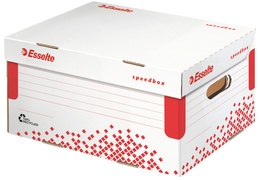 Esselte Archiv-Klappdeckelbox SPEEDBOX, Große: L, weiß/rot,