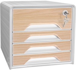 CEP Schubladenbox Smoove SECURE Silva, 4 Schübe, weiß/Buche