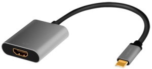 LogiLink USB-C - HDMI Adapterkabel, 0,15 m, schwarz/grau
