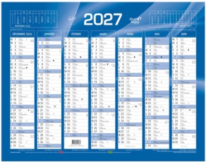 QUO VADIS Calendrier de banque bleu, 135 x 180 mm, 2027