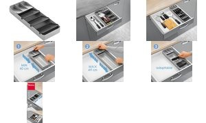 metaltex Besteck-Organizer Uni-Fit, Kunststoff, grau