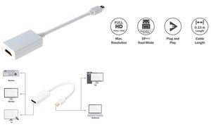 DIGITUS DisplayPort 1.1a Adapter, mDP - HDMI-A, 0,15 m