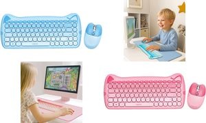 LogiLink Kinder Desktop Set KITTY, kabellos, blau