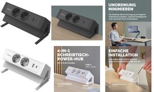 Fellowes Tisch-Steckdosenleiste Power Desk 2, Typ F, weiß