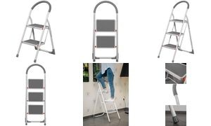 Bradas Stahl-Klappleiter, 2 Stufen, weiß/grau