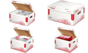 Esselte Archiv-Klappdeckelbox SPEEDBOX, DIN A4, weiß/rot,