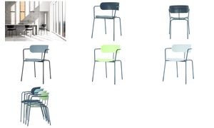 PAPERFLOW Besucherstuhl BISTRO, 4er Set, blau