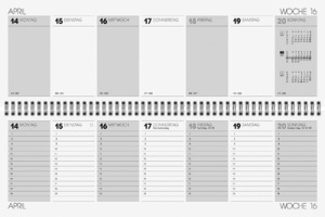 Glocken Tischkalender "Querterminbuch", 2027, grau
