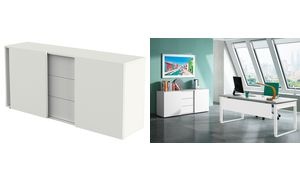kerkmann Sideboard, 3 Schubladen + 2 Schiebetüren, weiß