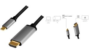 LogiLink USB Kabel, USB-C - HDMI-A Stecker, 1,8 m