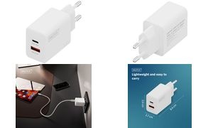 DIGITUS USB-Steckdosenadapter GaN Charger, 1x USB-C/1x USB-A