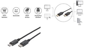 DIGITUS DisplayPort Anschlusskabel, Stecker - Stecker, 1,0 m