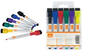 nobo Whiteboard-Marker, magnethaftend, Rundspitze, 6er Etui