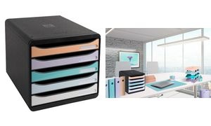 EXACOMPTA Schubladenbox BIG-BOX Aquarel, 5 Schübe, farbig