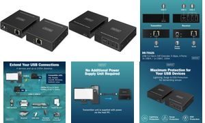 DIGITUS USB 3.2 Gen1 Extender, 5 Gbps, 4 Ports, schwarz