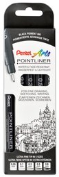 PentelArts Permanent Fineliner Pointliner, schwarz, 5er Set