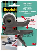 Scotch Handabroller Clip & Twist, dunkelgrau, bestückt