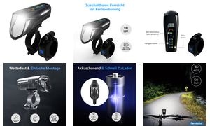 FISCHER Fahrrad-LED-Frontleuchte mit Fernlicht, 100 Lux