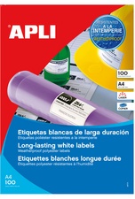 APLI Wetterfeste Folien-Etiketten, 105 x 148,5 mm, weiß