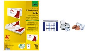 sigel Falt-Visitenkarten 3C, 90/180 x 55 mm, hochweiß