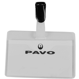 pavo Namensschild, mit Clip, 60 x 90 mm, transparent