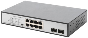 DIGITUS 19" Gigabit PoE Switch, 8-Port, Unmanaged, 2 Uplinks