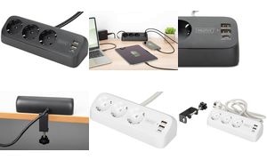 DIGITUS Steckdosenleiste, 3-fach + 3x USB, schwarz