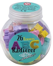 WEDO Kunststoff-Radierer ABC, 26 Stück in Kunststoffdose