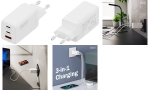 DIGITUS USB-Steckdosenadapter GaN Charger, 2x USB-C/1x USB-A