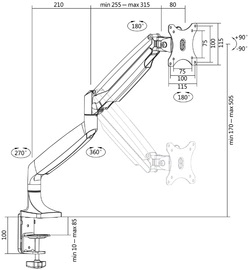 LogiLink Monitorarm, aus Aluminium, silber