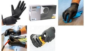 HYGOSTAR Nitril-Handschuh Power Grip, L, schwarz, puderfrei